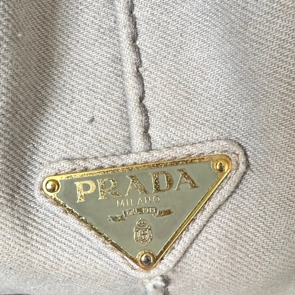 Prada Beige Canvas Tote Satchel - Picture 8 of 17